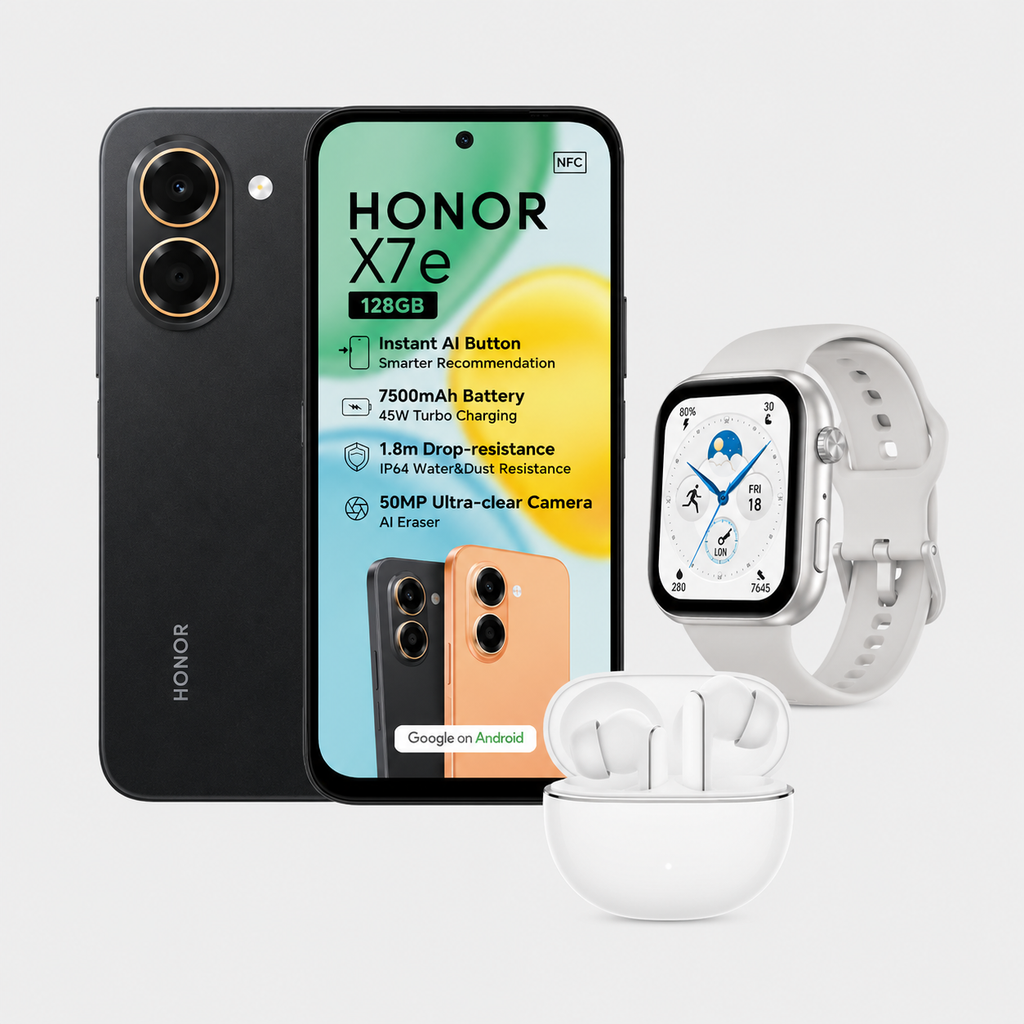 Honor X7e 5G + Honor Choice Watch 2i + Honor Choice Earbuds X8i
