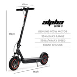 NNEDSZ ALPHA Urban 10 Electric Scooter, 35km/h, Suspension, 35km Range, 10-Inch Wheels, Brushless Motor, Free APP, Motorised Commuter eScooter for Adults, Black